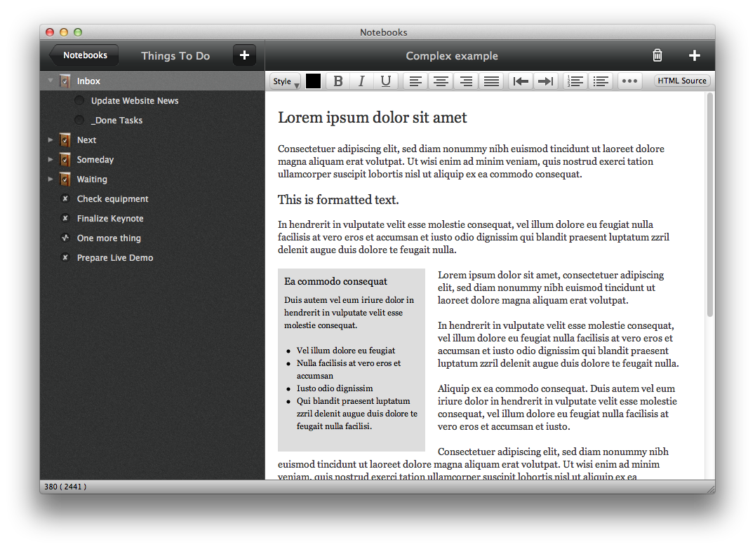 Notebooks for Mac: Work in Progress