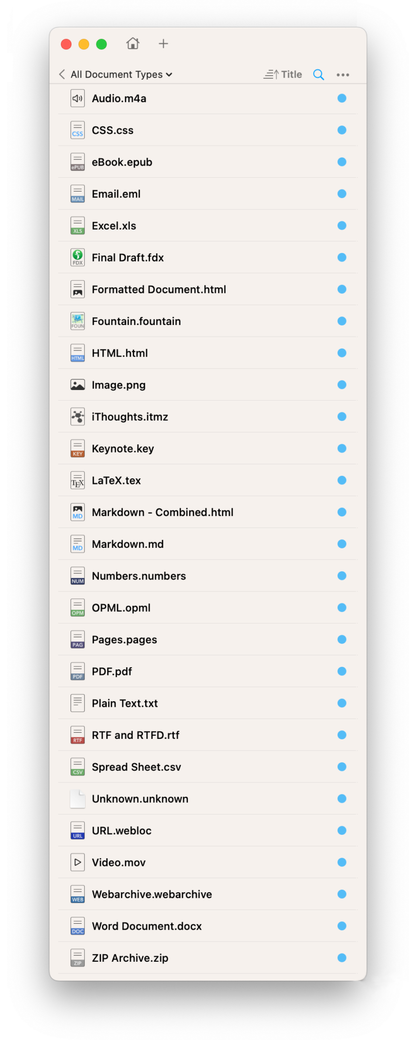 Document Types and Icons • Notebooks
